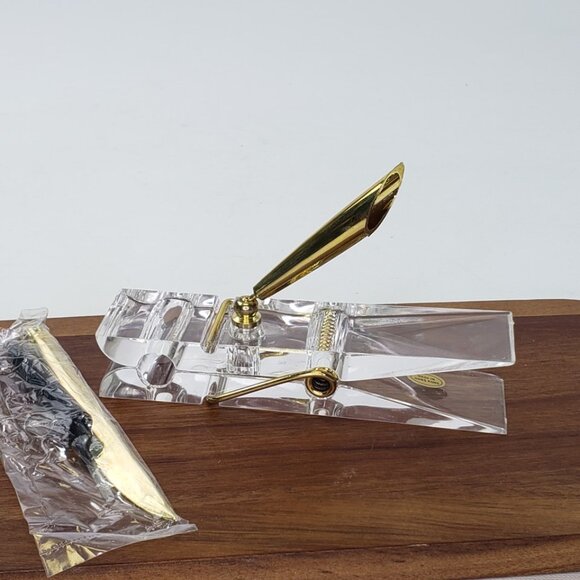 NEW Clear Acrylic Clothespin Memo Clip Ball Pen Letter Opener Vintage Hong Kong - Picture 3 of 10